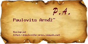 Paulovits Arnó névjegykártya